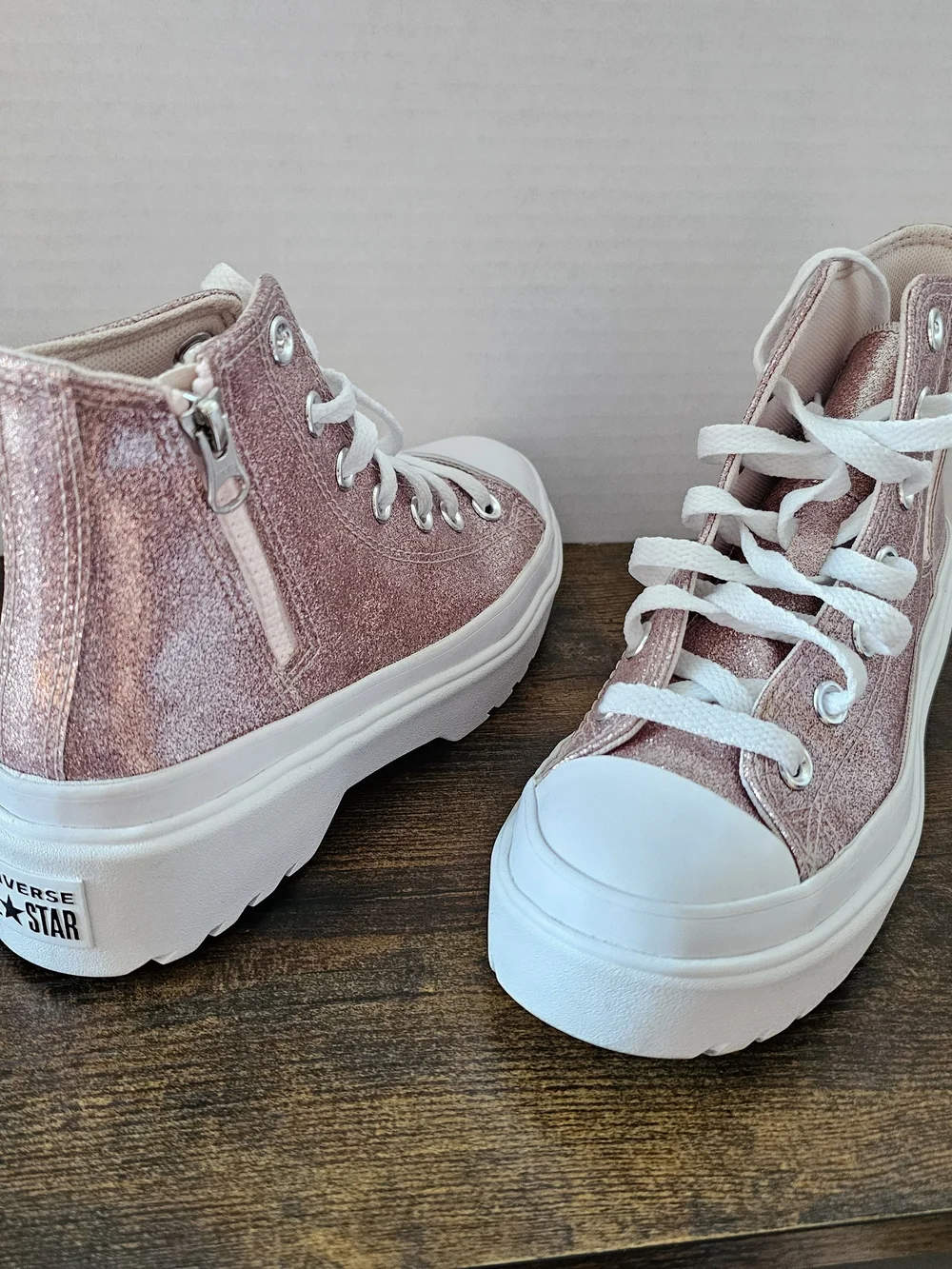 Converse Pink Glitter Platform High-Top Sneakers